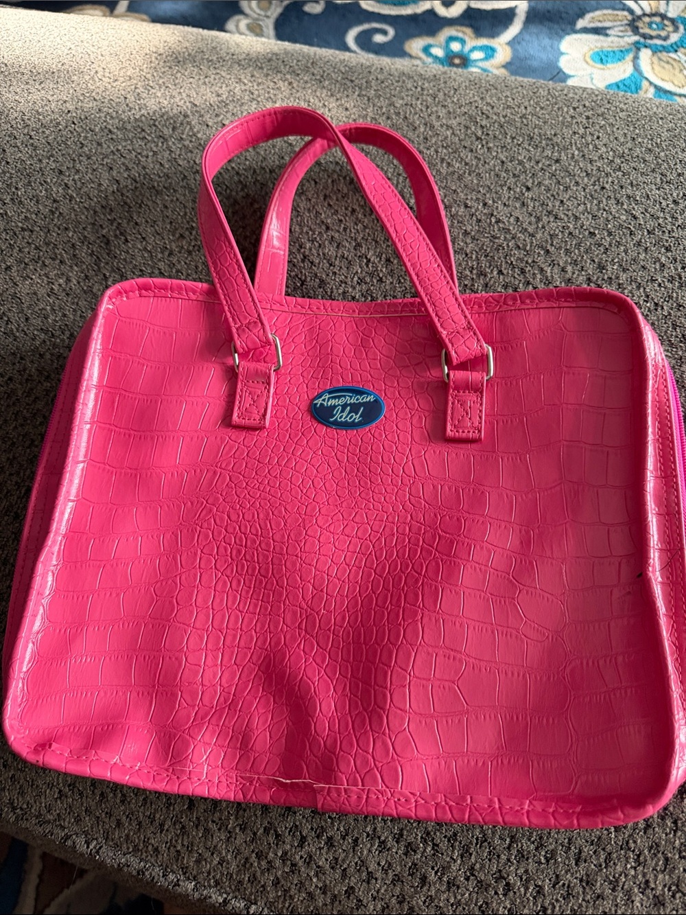 Pink Croc-Embossed cosmetic Tote Bag Y2K American idol